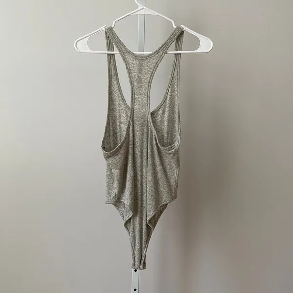 Free‎ People L Gray Bodysuit Intimately Henley Tank Top Ribbed Knit One Piece - Image 4