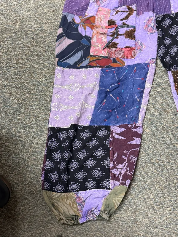 NEW Kantha Patchwork Harem Pants Boho Joggers Purple S-XL - Image 6