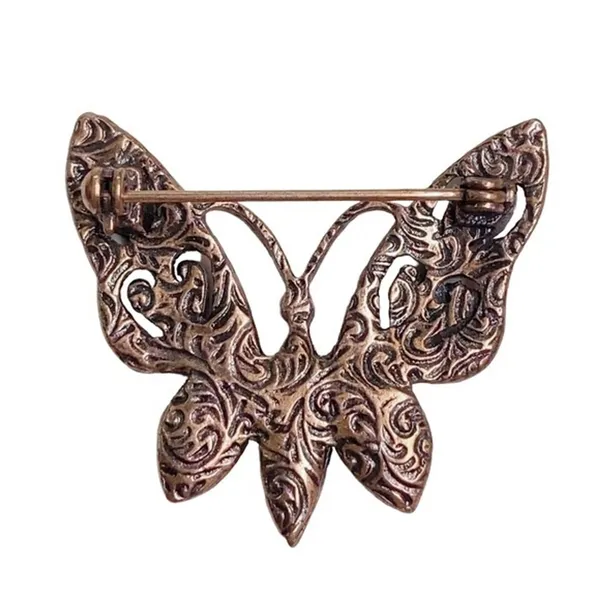 Coppertone Butterfly Pink Purple Rhinestone Brooch Whimsical Preppy Cottagecore - Image 2