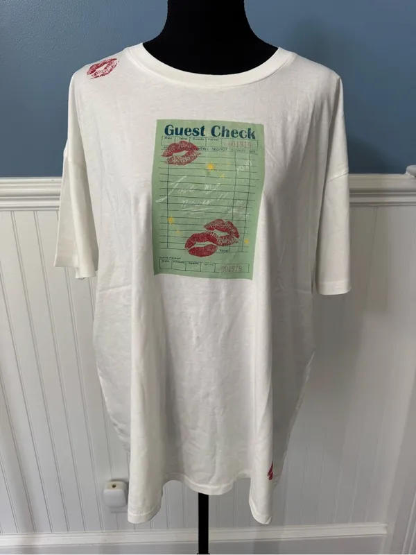 NWT Daydreamer Guest Check Tee “Lose my Number 💋” Oversized Large - Image 6