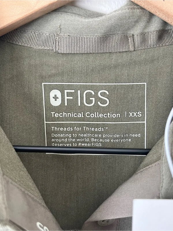 Figs Saiya Cargo scrub top heathered olive green NEW XXS limited edition - Image 11