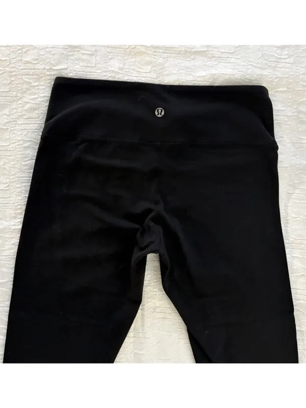 Lululemon Wunder Under Mid Rise Crop 21" Black Luon Yoga Leggings 4 - Image 6