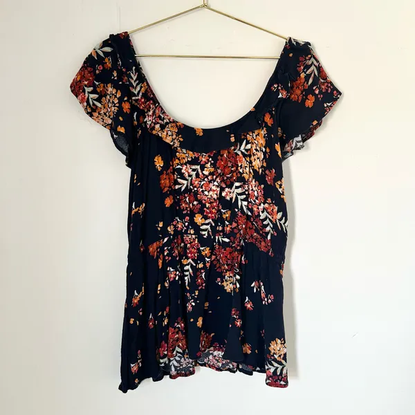 Maurices Floral Cinched Waist Ruffle Blouse - Image 2