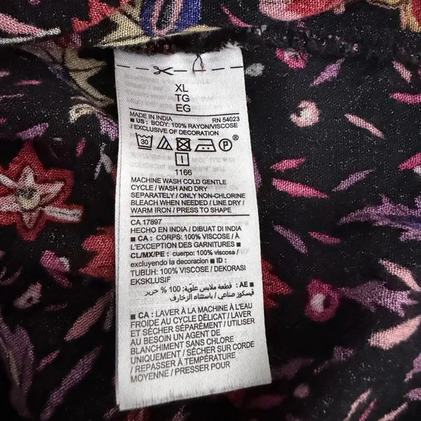 Old Navy Blouse Women Plus XL Black Floral Babydoll Office Cottagecore Whimsical - Image 7