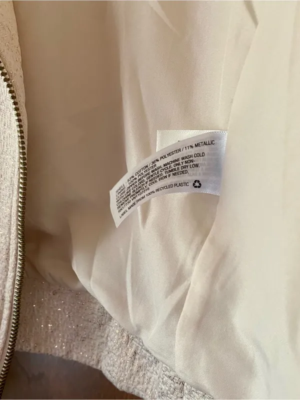 Women's Off White Textured Moto Jacket - Image 8
