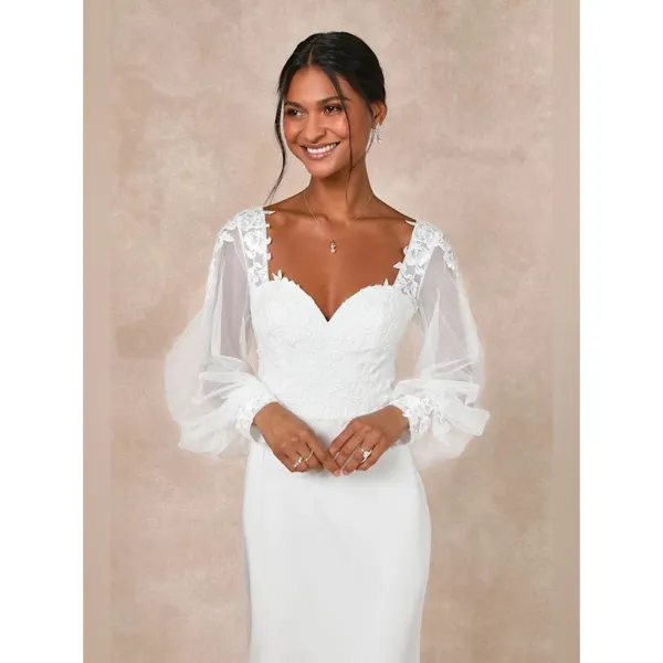 Lulus Timeless Adoration White Embroidered Bishop Sleeve Maxi Dress Size Medium - Image 2