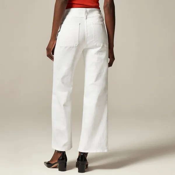 NWT!! J. CREW Slim Wide Leg Jeans Stacked Buttons Solid White Preppy Size 27 - Image 7