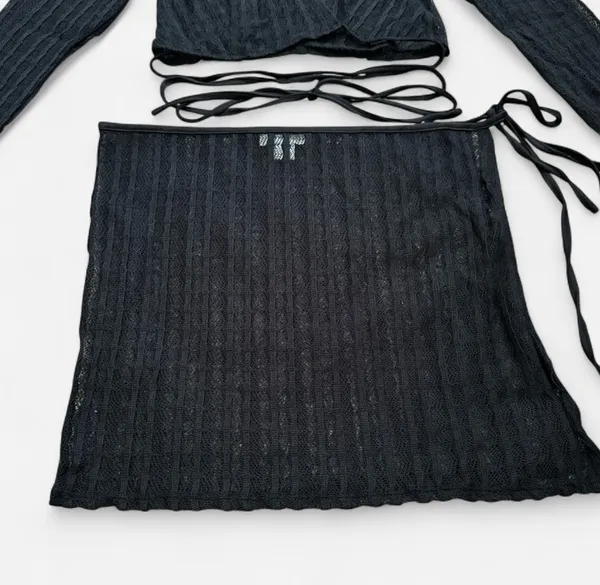 Bear Dance Black Sheer Knit Cover Up Two-Piece Set - Image 8