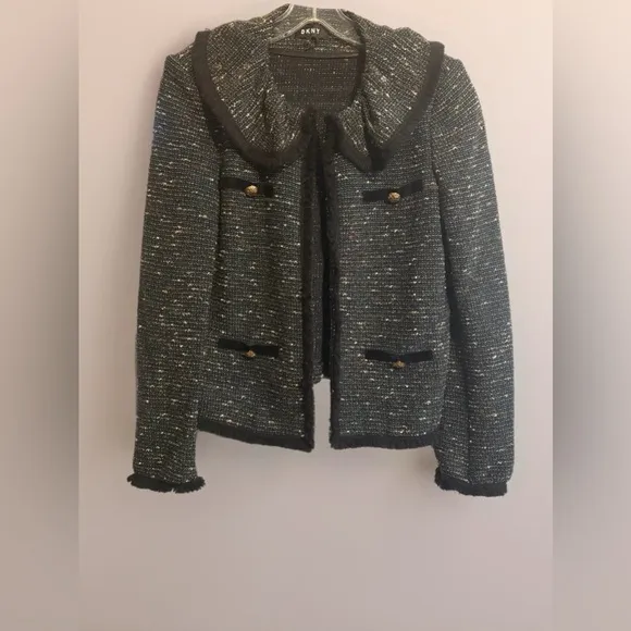 DKNY open-front tweed blazer jacket - Image 2
