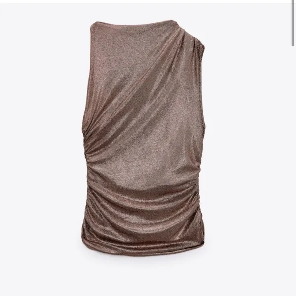 Zara New! Shimmer Sleek Glowy Body Disco Party Top - Image 8