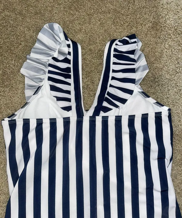 Striped One Piece Swimsuit - Image 4