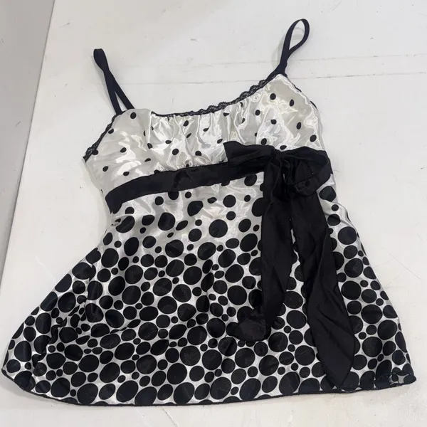 Heart Soul Polka Dot Satin Y2K Coquette Indie Sleaze Camisole Medium - Image 12