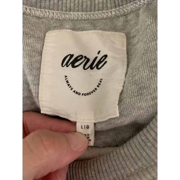 Aerie Gray Oversized Sweatshirt Slouchy Lounge Athleisure Minimalist Large - Image 3