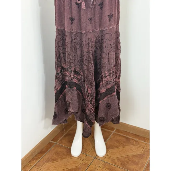 Womens Skirt Free Size Brown Boho Forest Fairy Hippie Floral Festival Maxi Flowy - Image 8