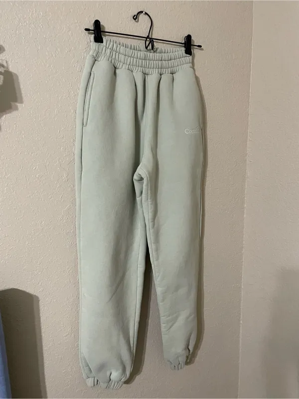 Comfrt Signature Pastel Sweatpants Size XS Green Tea Fleece Lined Light Green - Image 8