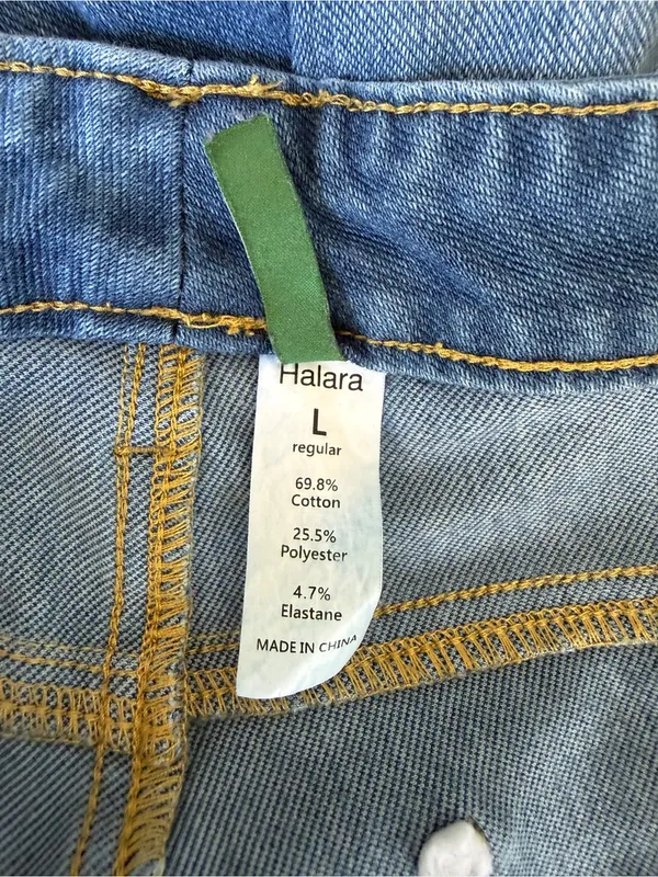Halara Flex High Waisted Pockets Straight Leg Washed Casual Jeans Size Large - Image 7