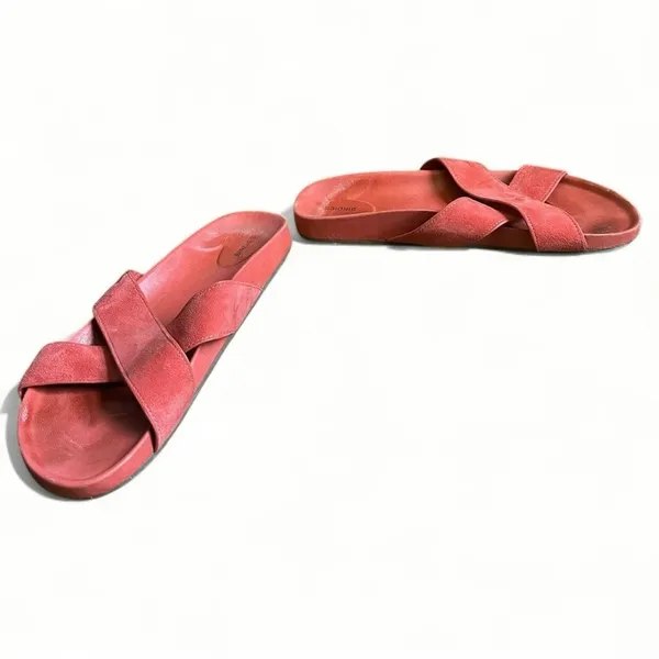Birdies The Robin Women’s Slide Sandals 6.5 Coral Crisscross Suede Comfort - Image 5