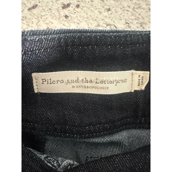 Pilcro & the Letterpress Dark Wash High Rise Straight Jeans w/ Scarf Belt 28 - Image 3