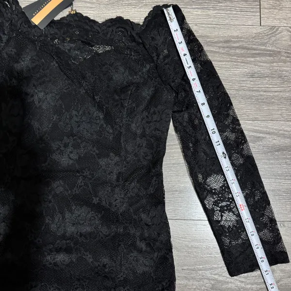 New MIUSOL Black Lace Off Shoulder Long Sleeve Bodycon Cocktail Goth‎ Dress M - Image 12