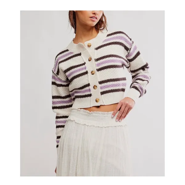 NWT Free‎ People | FP Lila Stripe Cardi / Ivory Combo Sz Small - Image 2