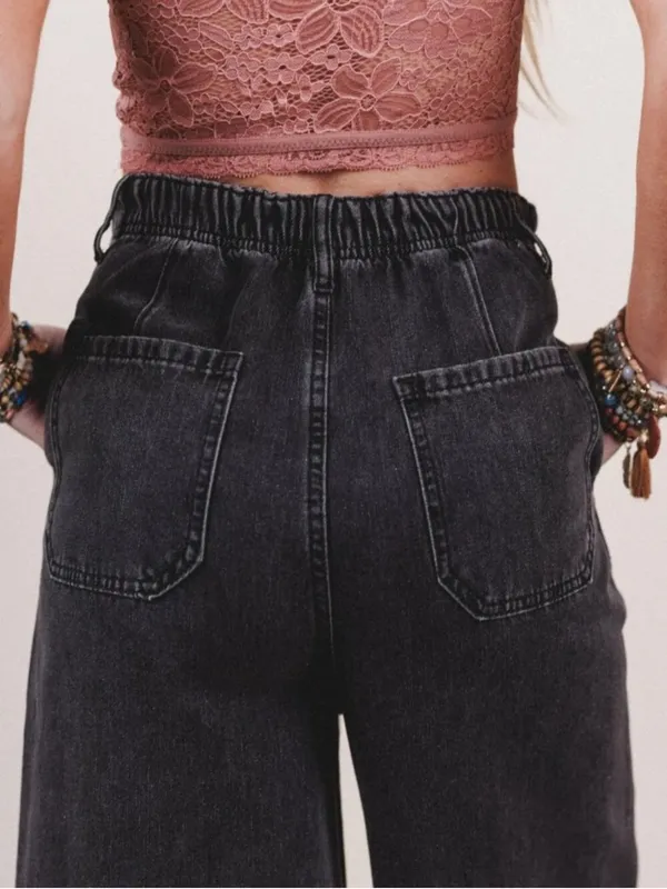 NWT Three Bird Nest Simply You Wide Leg Jeans washed black high-rise Boho Size L - Image 5