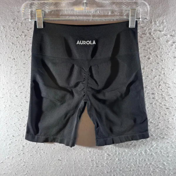 1424 | AUROLA Dream‎ Seamless Scrunch Butt Workout Biker Shorts Black Womens M - Image 2
