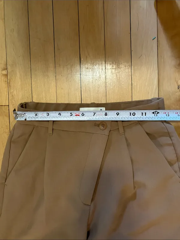 Abercrombie & Fitch Straight Leg Cross Button Trousers Camel Tan Size 26/2 Long - Image 5