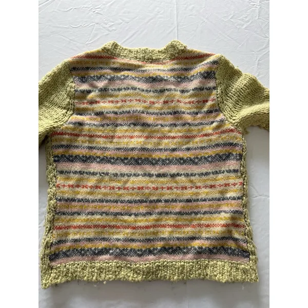 Apt. 9 Cardigan‎ Sweater Womens Medium Green y2k Wool Blend Chunky Knit Striped - Image 3