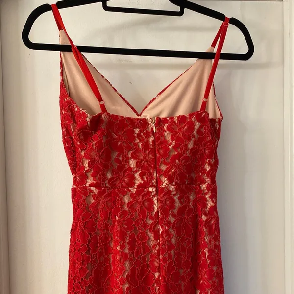 Lulus Red Lace Bodycon Dress Medium - Image 5