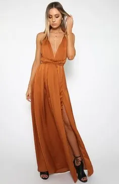 Pepper Mayo Rust/Caramel Halter Maxi Dress - Size 6 - Image 7