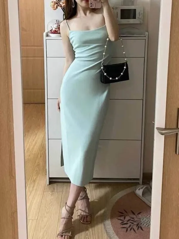 Sleek Olive Green Strapless Maxi Dress Size XS - Image 2