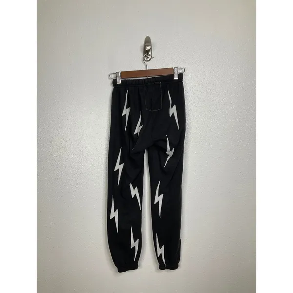 Aviator‎ Nation Bolt Sweatpants Black White Lightning Bolt Joggers Small - Image 3