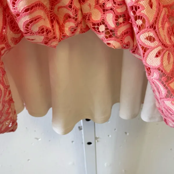 🍁 Betsey Johnson Pink Lace‎ Lined Peter Pan Collared Dress Womens Size 6 - Image 7