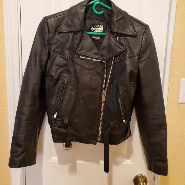 All American Rider Biker leather jacket Size 7/8 - Image 2