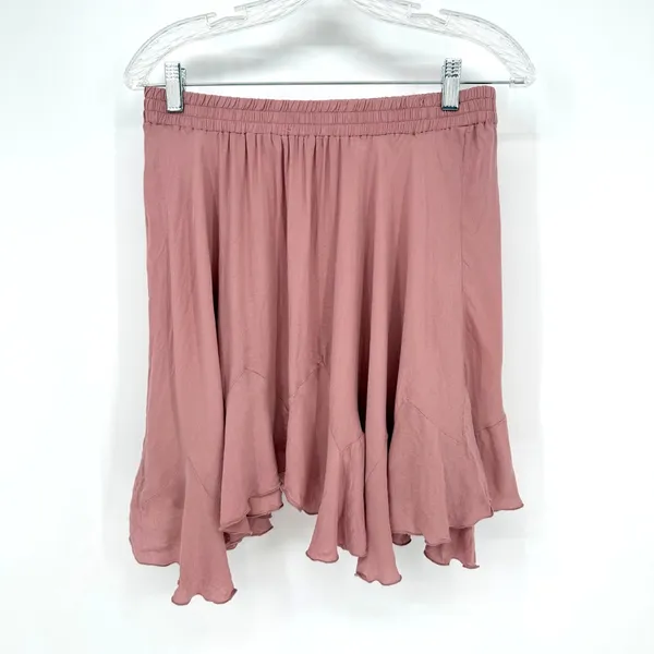 Free People Easy Does It Mini Skirt Womens Medium‎ Mauve Boho Ruffle Fairycore - Image 8