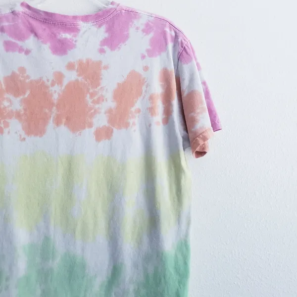 Vintage Wood Stock Liquid Blue Tie Dye Short Sleeve Band Tee Shirt - Image 5