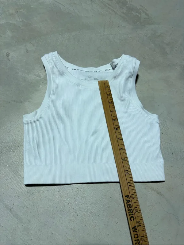 Aerie offline White Ribbed stretch medium support Crop Tank Top medium - Image 5