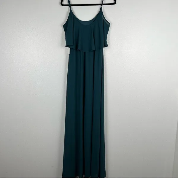 Show Me Your Mumu Caitlin Ruffle Maxi Dress Deep‎ Jade Chiffon Sz XXS - Image 8