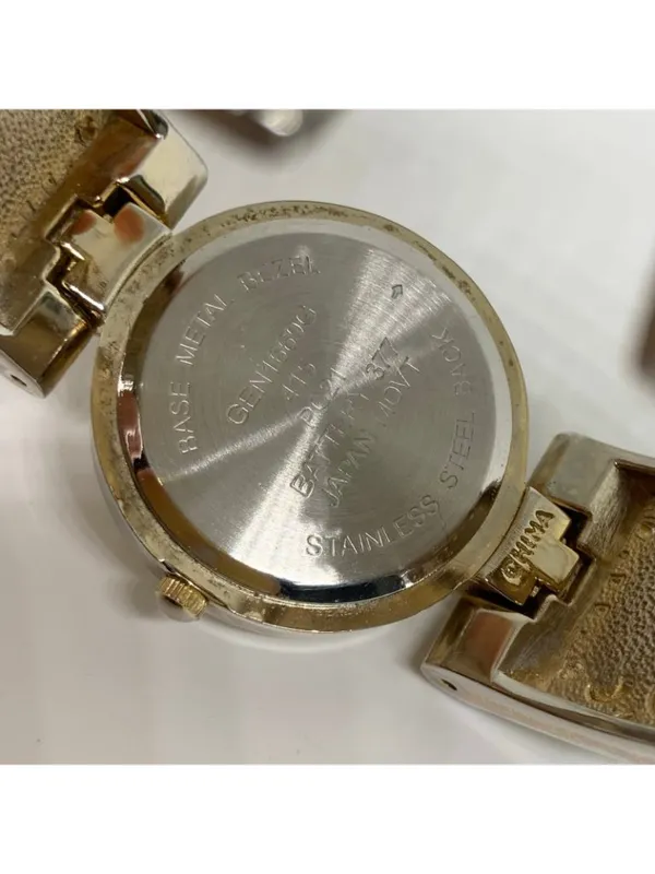 Geneva gold tone women’s cuff bracelet watch 31mm rhinestones quartz running - Image 6
