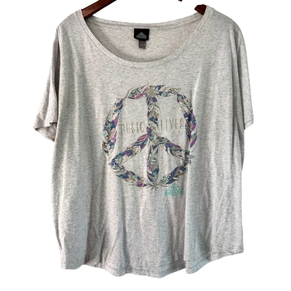 Rock & Roll Hall of Fame Graphic Tee Music‎ Lives Peace Sign XXL - Image 3