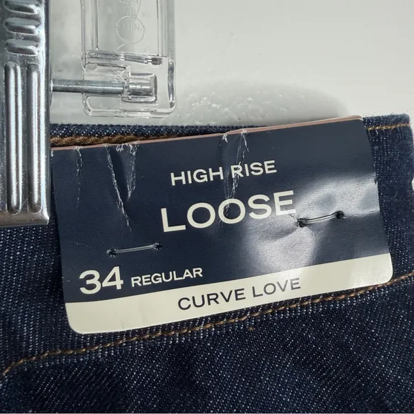 NWT Abercrombie‎ & Fitch Curve Love High Rise Loose Jean Dark Wash Size 34 - Image 5