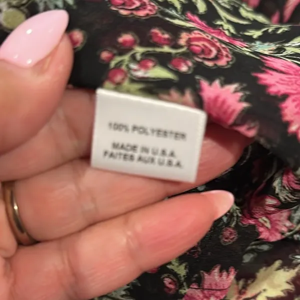Misa Los Angeles Alicia Floral Coquette Prairie Blouse Vneck Ties Pink Black L - Image 10