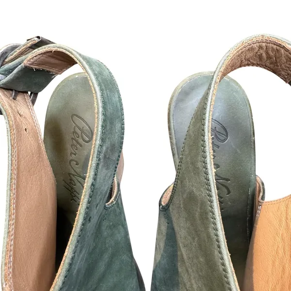 Peter Nappi Shoes Womens Size 7.5 Green Leather Slingback Sandals Block‎ Heel - Image 3