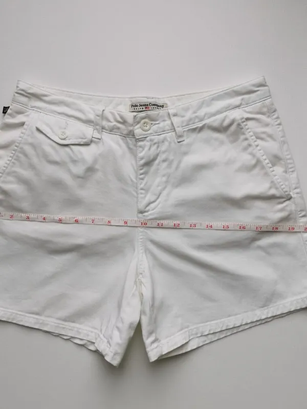 Vintage Polo Jeans Ralph Lauren White Cotton Twill Shorts Size 6 Y2K - Image 8