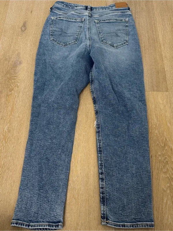American Eagle Distressed Mom Jean Blue Denim Jeans - Image 7