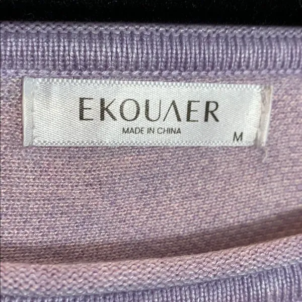 Ekouaer Purple Floral Knit Lounge Set Long Sleeve Top Shorts 2-Piece Medium - Image 9