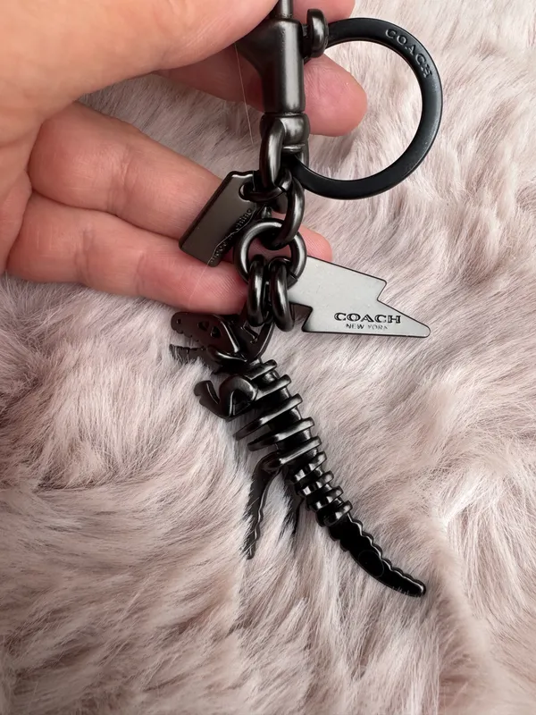 Coach Metal Small Rexy T-Rex Skeleton Puzzle Bag Charm Keychain Gunmetal Rexy - Image 6