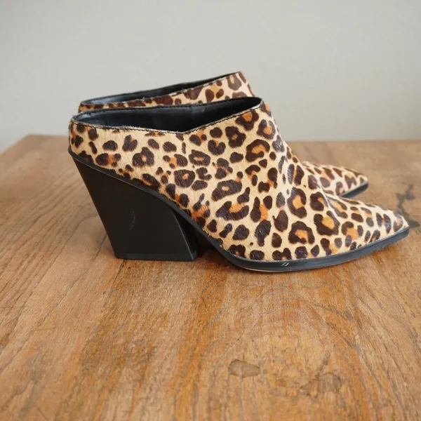 Dolce Vita Leopard Print Calf‎ Hair Mules Pointed Toe Block Heel Shoes Womens 9 - Image 2