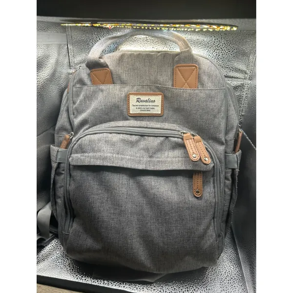 Ruvalino Diaper Bag Backpack Grey Heathered Travel Multi - Image 6
