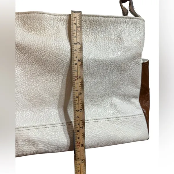 I Medici Firenze Italian White & Brown Genuine 100% Pebbled Leather‎ Handbag - Image 8